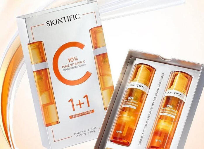 SKINTIFIC 10% PURE VITAMIN C BRIGHTENING SERUM - 1 BOX / DUAL